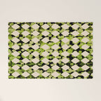 Geometric Checkerboard with Confetti Squares Green Black on Beige Welcome Mat Gallery Image 1