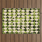 Geometric Checkerboard with Confetti Squares Green Black on Beige Outdoor Rug Gallery Image 1