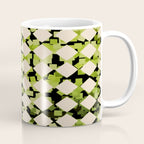 Geometric Checkerboard with Confetti Squares Green Black on Beige Coffee Mug Gallery Image 1