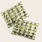 Geometric Checkerboard with Confetti Squares Green Black on Beige Pillow Sham Gallery Image 3