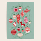Mid-Century Ornaments in Red and Mint Poster Gallery Image 4