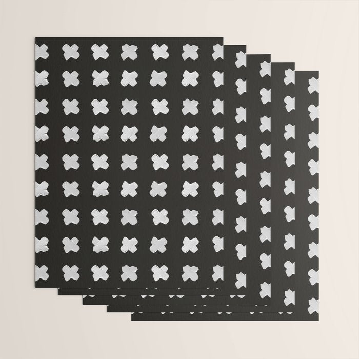 X Grid - White on Black Wrapping Paper Gallery Image 3