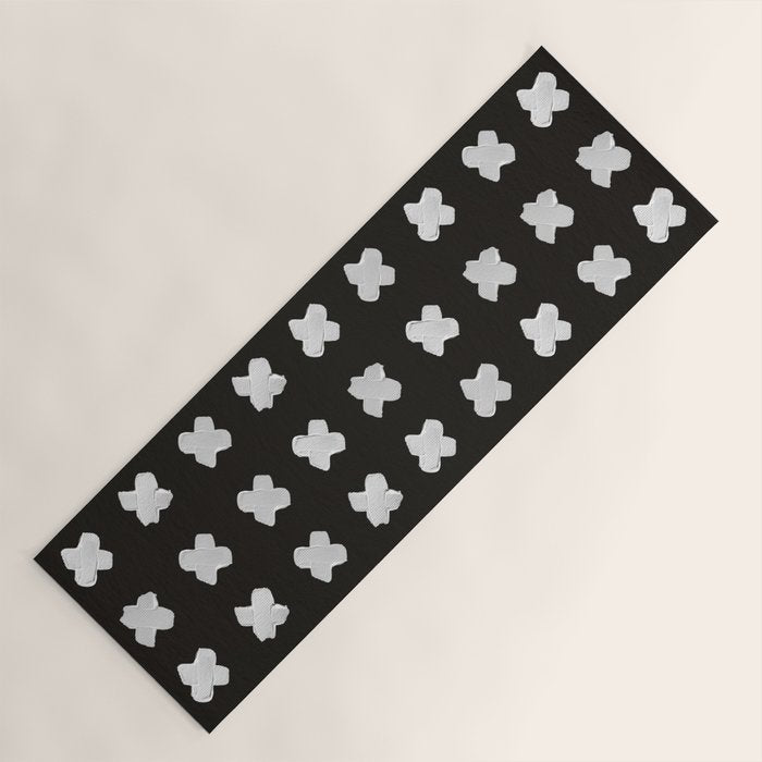 X Grid - White on Black Yoga Mat Gallery Image 1
