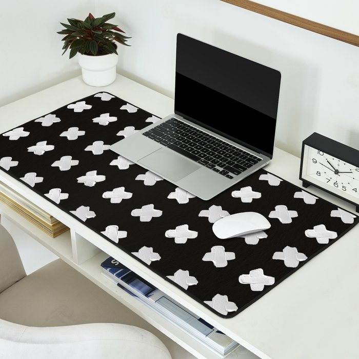 X Grid - White on Black Desk Mat Gallery Image 2