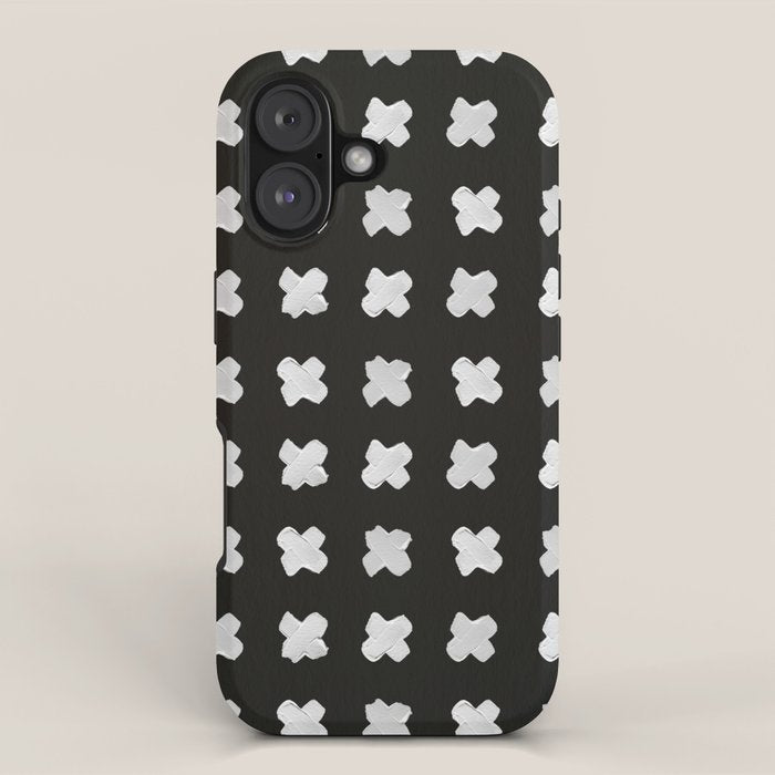 X Grid - White on Black iPhone Case Gallery Image 1