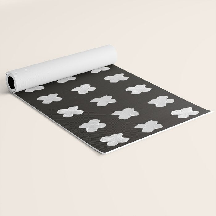 X Grid - White on Black Yoga Mat Gallery Image 2