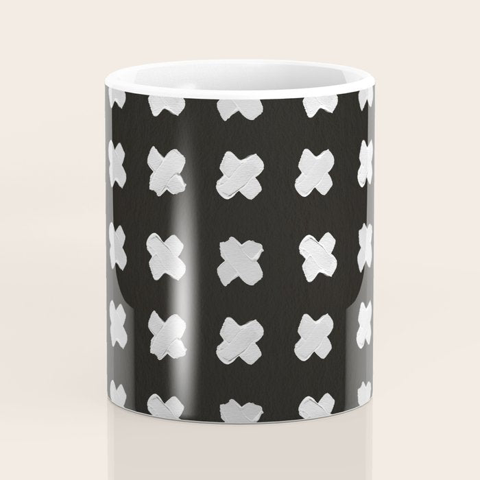 X Grid - White on Black Coffee Mug Gallery Image 4