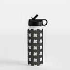 X Grid - White on Black Water Bottle Gallery Image 1