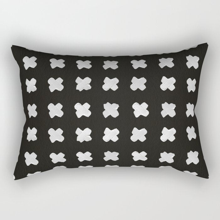 X Grid - White on Black Rectangular Pillow Gallery Image 1