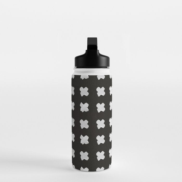 X Grid - White on Black Water Bottle Gallery Image 3