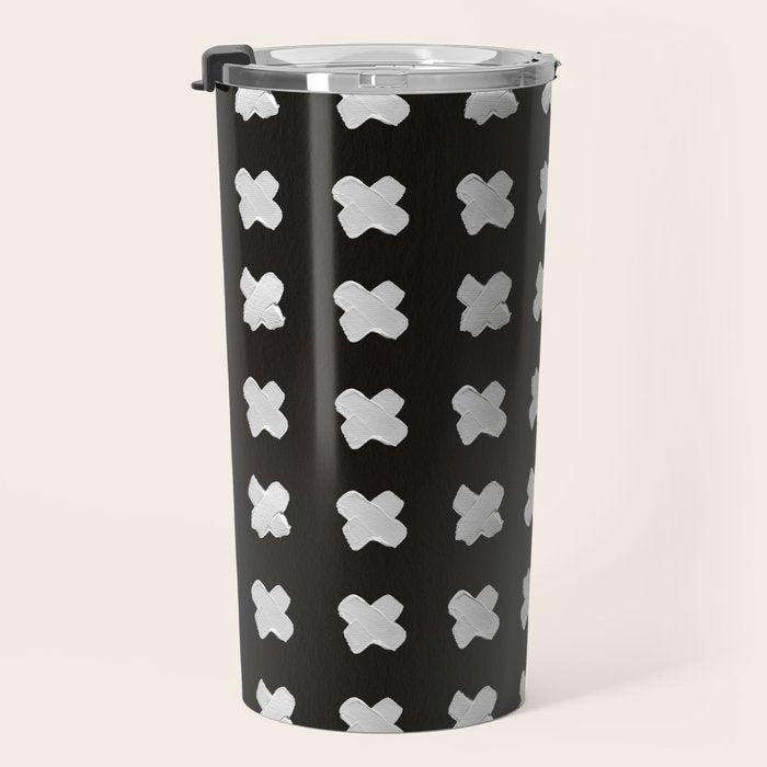 X Grid - White on Black Travel Mug Gallery Image 3