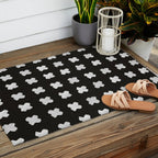 X Grid - White on Black Outdoor Rug Gallery Image 2
