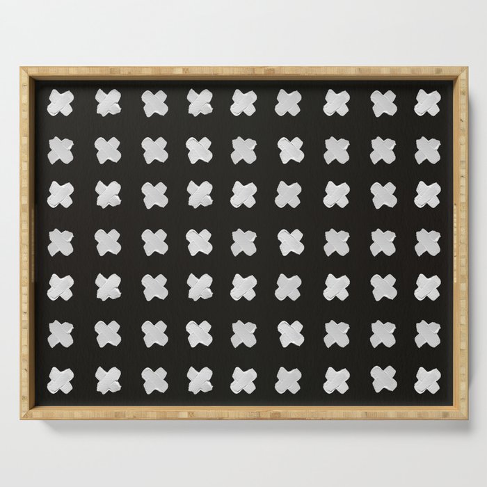 X Grid - White on Black Serving Tray Gallery Image 1
