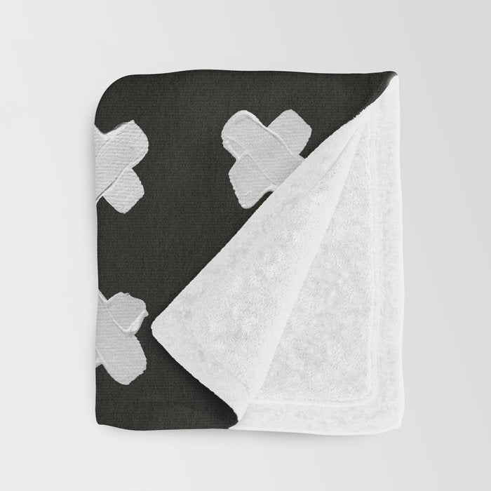 X Grid - White on Black Throw Blanket Gallery Image 3