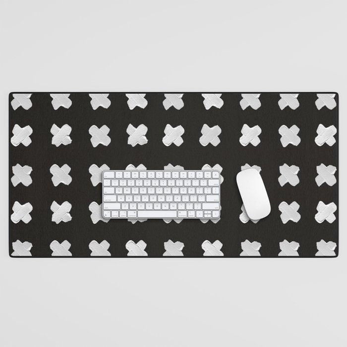 X Grid - White on Black Desk Mat Gallery Image 1