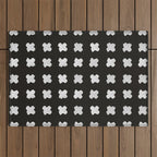 X Grid - White on Black Outdoor Rug Gallery Image 1