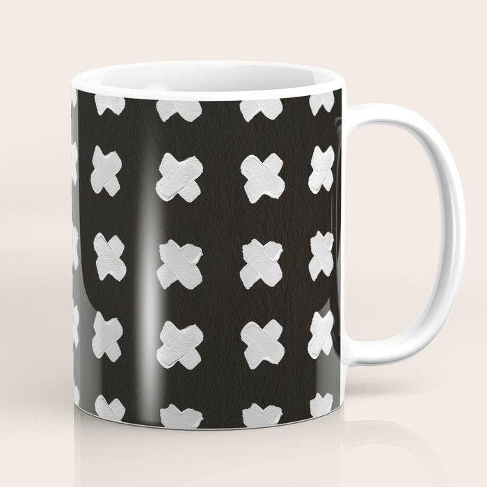 X Grid - White on Black Coffee Mug Gallery Image 1