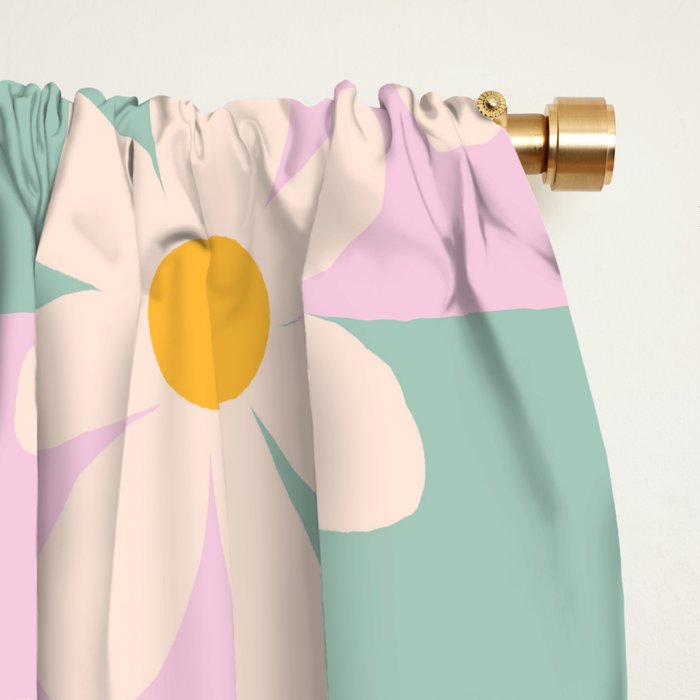 Daisy checkered pattern - Lilac and turquoise  Window Curtain Gallery Image 2