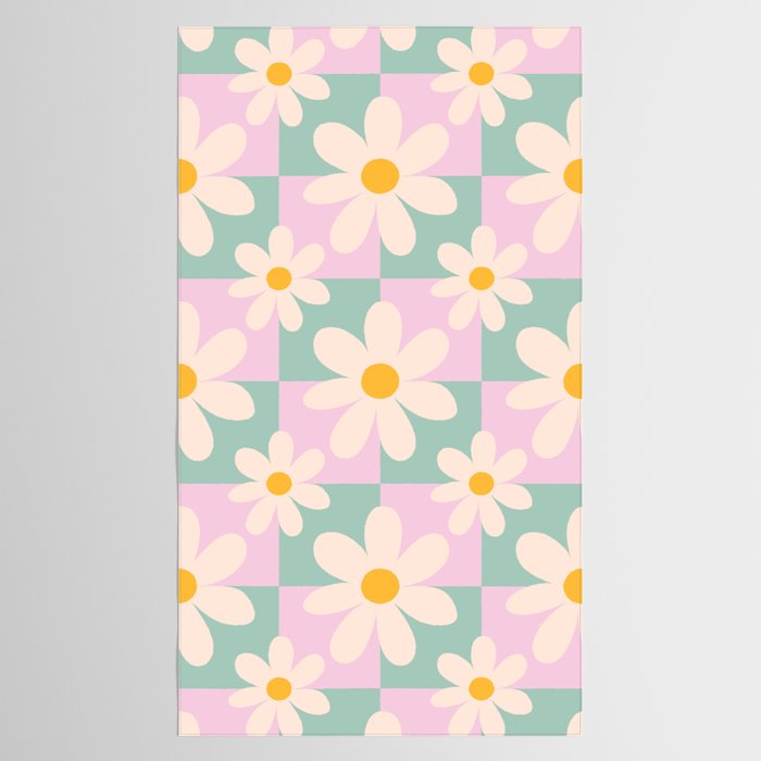 Daisy checkered pattern - Lilac and turquoise  Tablecloth Gallery Image 2