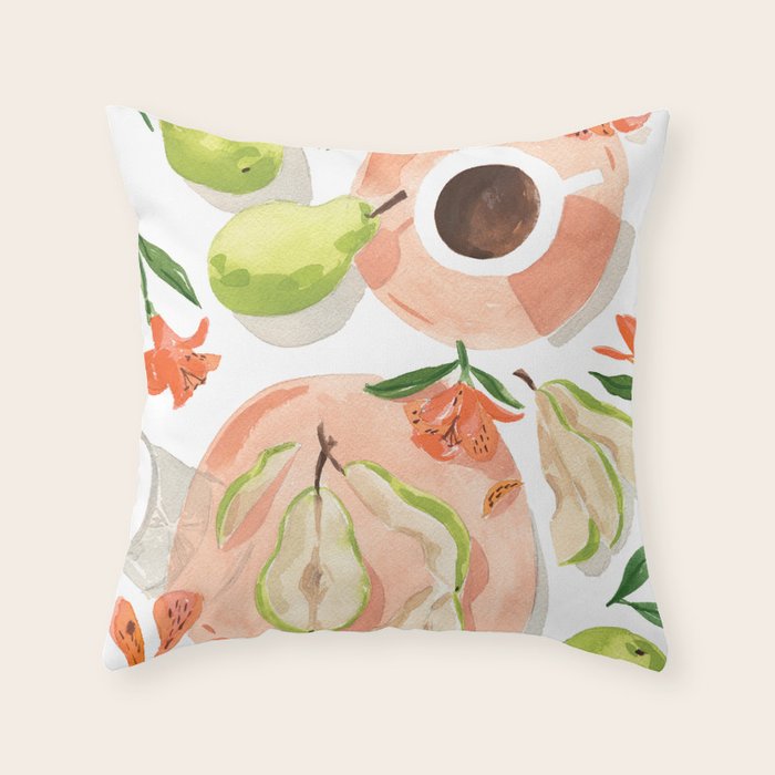 Pretty Pears Still Life Throw Pillow Gallery Image 6