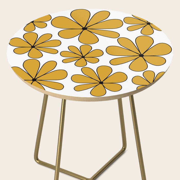 Retro Daisy Pattern II Yellow Side Table Gallery Image 2