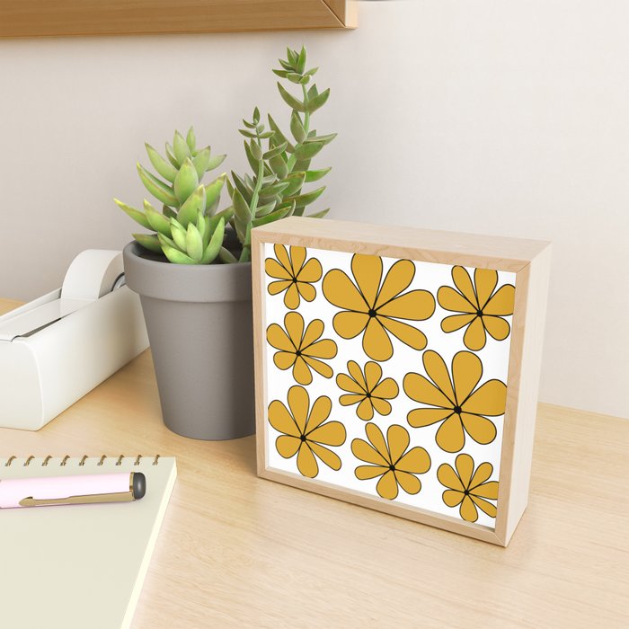 Retro Daisy Pattern II Yellow Mini Art Print Gallery Image 2