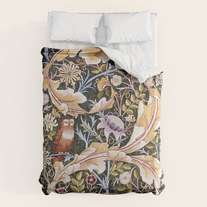 William Morris Vintage Owl Forest Duvet Cover Gallery Image 1