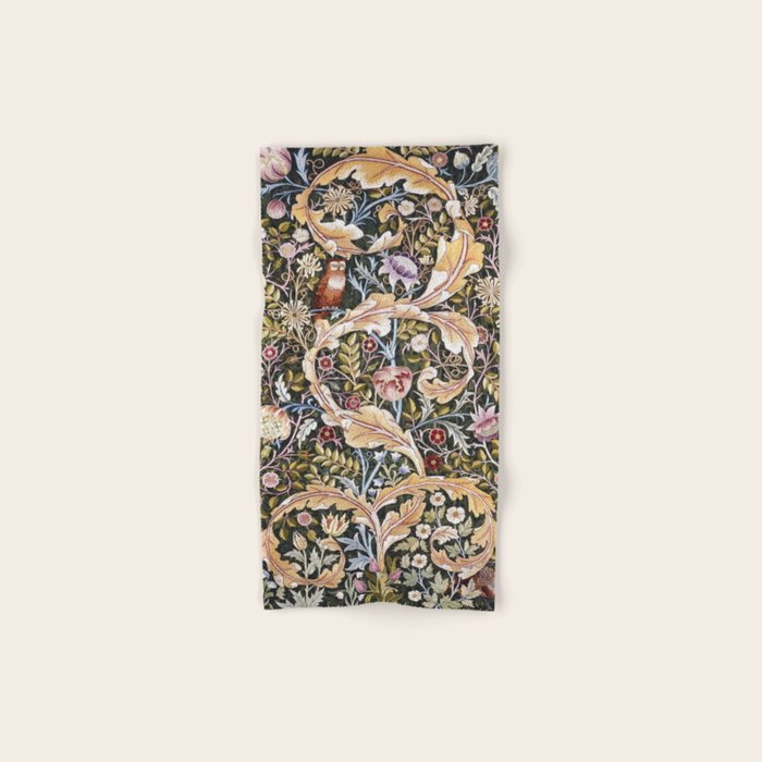William Morris Vintage Owl Forest Bath Towel Gallery Image 1