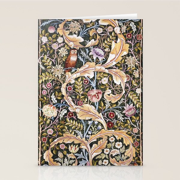 William Morris Vintage Owl Forest Stationery Card Gallery Image 1