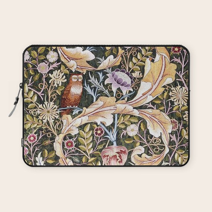 William Morris Vintage Owl Forest Laptop Sleeve Gallery Image 1