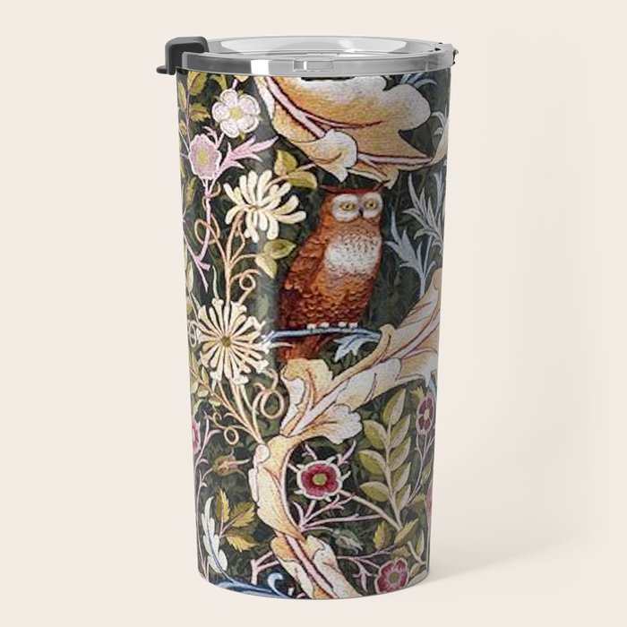 William Morris Vintage Owl Forest Travel Mug Gallery Image 3