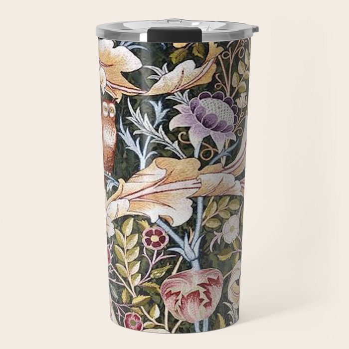 William Morris Vintage Owl Forest Travel Mug Gallery Image 1