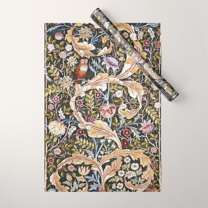 William Morris Vintage Owl Forest Wrapping Paper Gallery Image 1