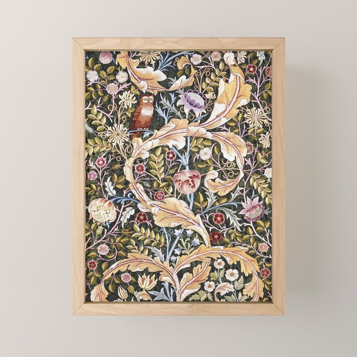 William Morris Vintage Owl Forest Mini Art Print Gallery Image 1