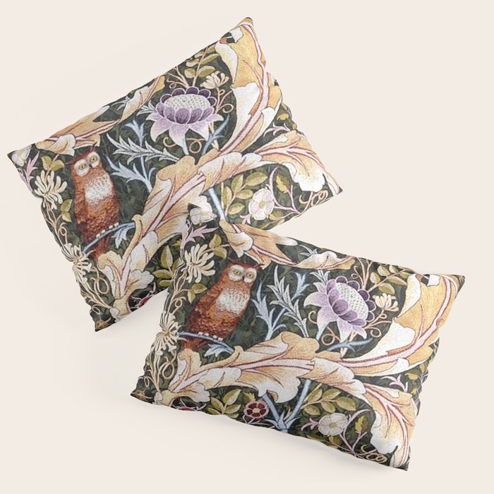 William Morris Vintage Owl Forest Pillow Sham Gallery Image 3