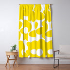 Large Yellow Retro Flowers on White Background #decor #society6 #buyart Window Curtain Gallery Image 5