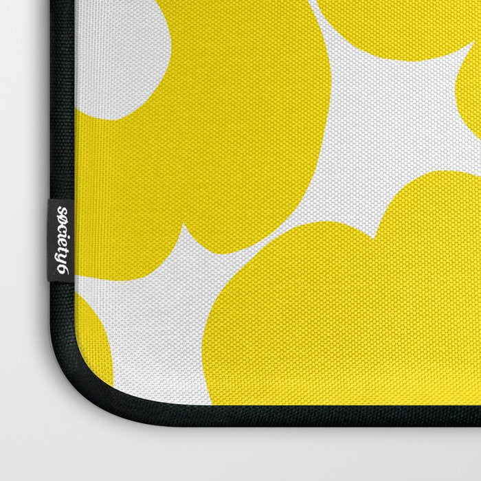 Large Yellow Retro Flowers on White Background #decor #society6 #buyart Laptop Sleeve Gallery Image 3
