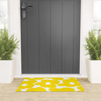 Large Yellow Retro Flowers on White Background #decor #society6 #buyart Welcome Mat Gallery Image 3