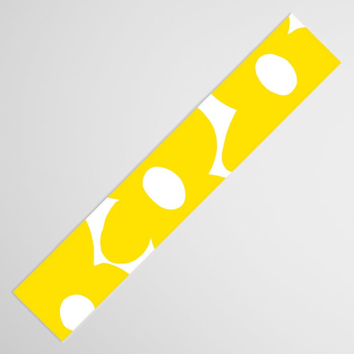 Large Yellow Retro Flowers on White Background #decor #society6 #buyart Table Runner Gallery Image 3
