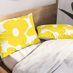 Large Yellow Retro Flowers on White Background #decor #society6 #buyart Pillow Sham Gallery Image 2