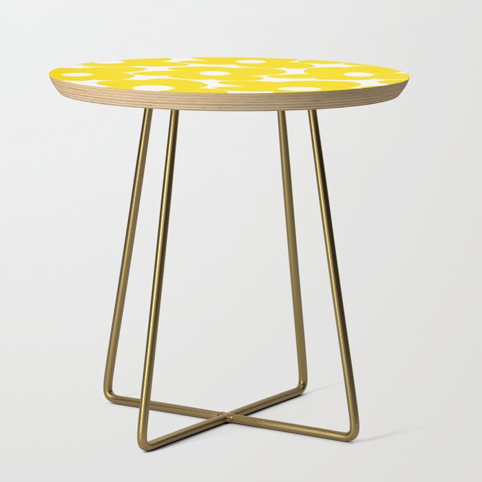 Large Yellow Retro Flowers on White Background #decor #society6 #buyart Side Table Gallery Image 1