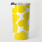 Large Yellow Retro Flowers on White Background #decor #society6 #buyart Travel Mug Gallery Image 3