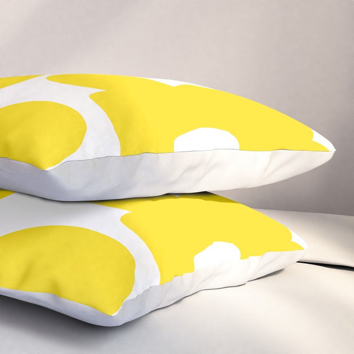 Large Yellow Retro Flowers on White Background #decor #society6 #buyart Pillow Sham Gallery Image 3