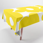 Large Yellow Retro Flowers on White Background #decor #society6 #buyart Tablecloth Gallery Image 1