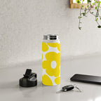 Large Yellow Retro Flowers on White Background #decor #society6 #buyart Water Bottle Gallery Image 4