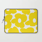 Large Yellow Retro Flowers on White Background #decor #society6 #buyart Laptop Sleeve Gallery Image 1