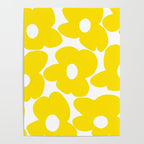 Large Yellow Retro Flowers on White Background #decor #society6 #buyart Poster Gallery Image 4