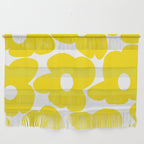 Large Yellow Retro Flowers on White Background #decor #society6 #buyart Wall Hanging Gallery Image 1