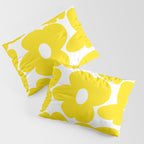 Large Yellow Retro Flowers on White Background #decor #society6 #buyart Pillow Sham Gallery Image 3