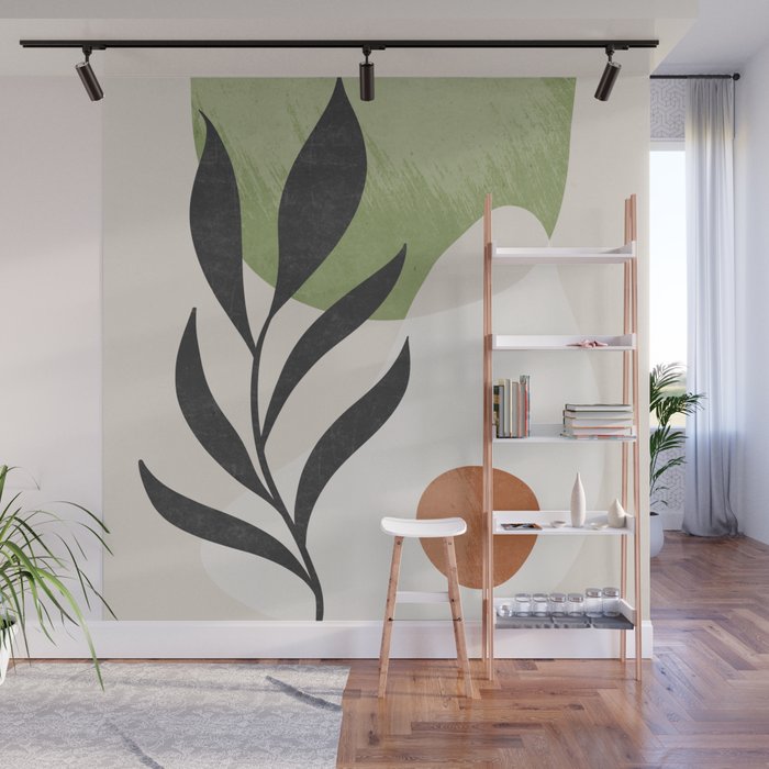 Minimal Abstract Art Plant Wall Mural Gallery Image 1